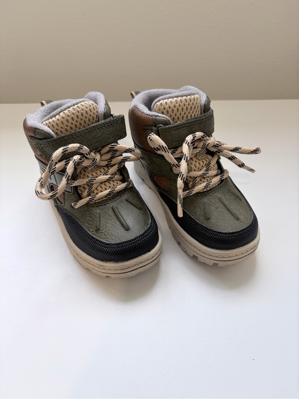 Carter's Olive Green and Cream High-Top Kids Sneakers